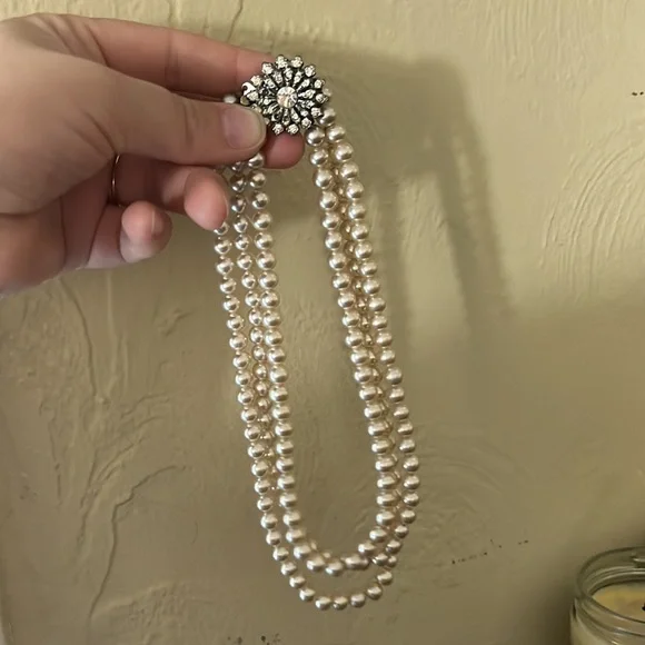 SOLD AT YARDSALE Vintage glass Pearl Japanese costume necklace - Picture 6 of 7